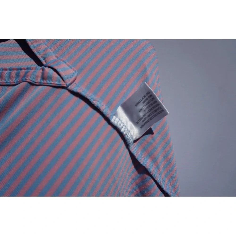 Rhoback Men's Polo XXL, The Bermudan - Pink and Blue Stripe - Picture 4 of 7